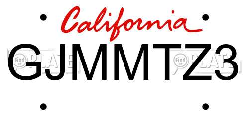 GJMMTZ3 California License Plate
