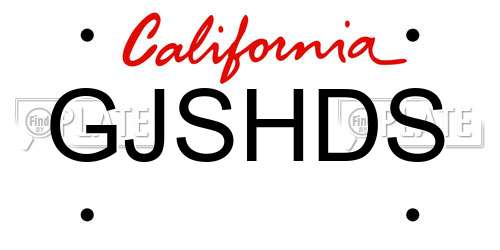 GJSHDS California License Plate
