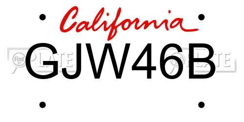 GJW46B California License Plate