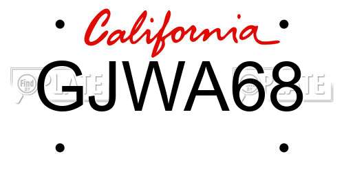 GJWA68 California License Plate