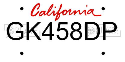 GK458DP California License Plate