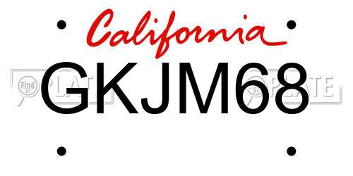 GKJM68 California License Plate