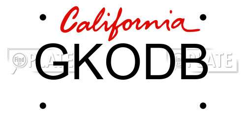 GKODB California License Plate