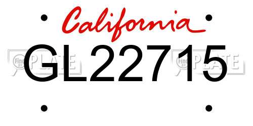 GL22715 California License Plate