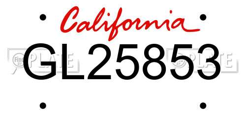 GL25853 California License Plate