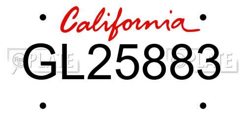 GL25883 California License Plate