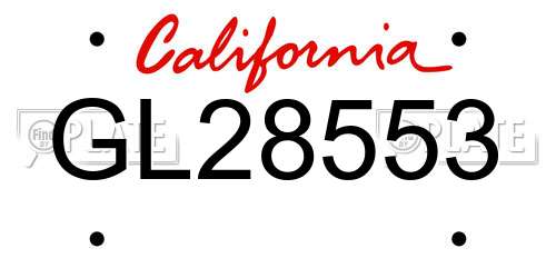 GL28553 California License Plate