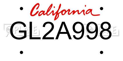 GL2A998 California License Plate