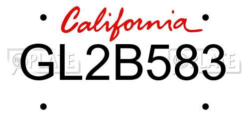 GL2B583 California License Plate