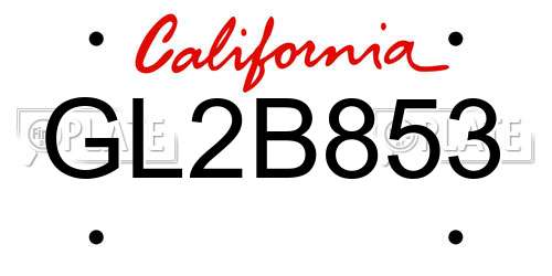 GL2B853 California License Plate