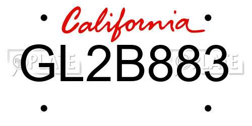 GL2B883 California License Plate