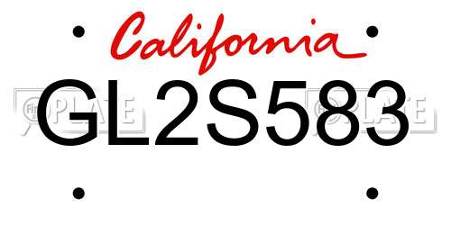 GL2S583 California License Plate