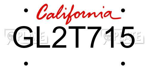 GL2T715 California License Plate