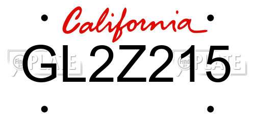 GL2Z215 California License Plate