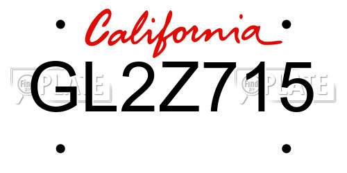 GL2Z715 California License Plate