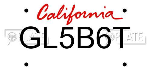 GL5B6T California License Plate