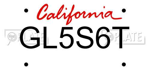 GL5S6T California License Plate