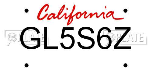 GL5S6Z California License Plate