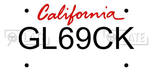 GL69CK California License Plate