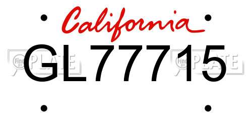 GL77715 California License Plate