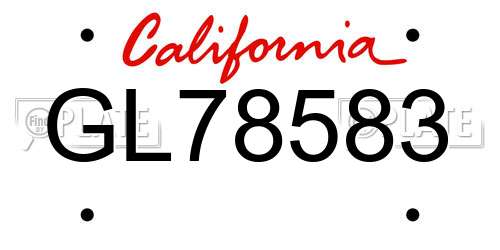 GL78583 California License Plate