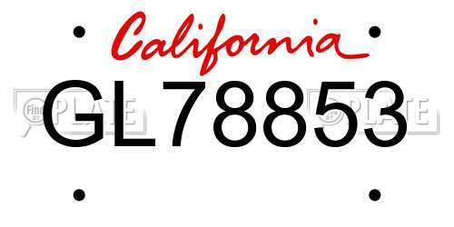 GL78853 California License Plate