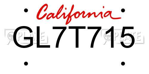 GL7T715 California License Plate