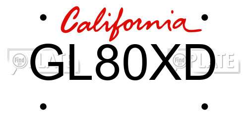 GL80XD California License Plate