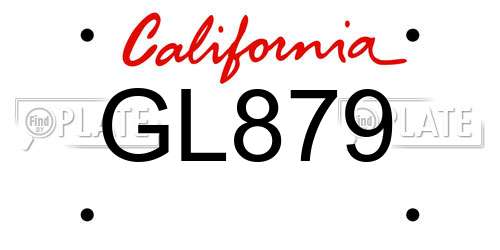 GL879 California License Plate