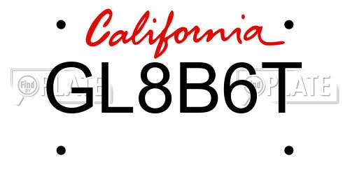 GL8B6T California License Plate