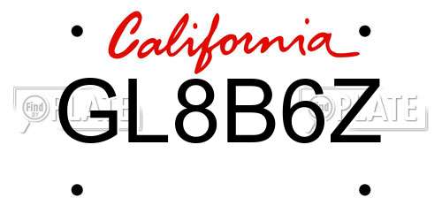 GL8B6Z California License Plate