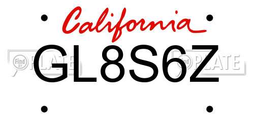 GL8S6Z California License Plate
