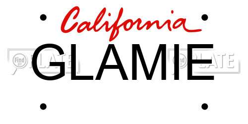 GLAMIE California License Plate