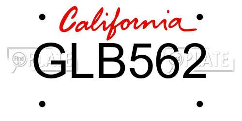 GLB562 California License Plate