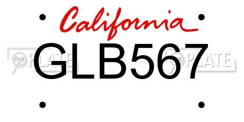 GLB567 California License Plate