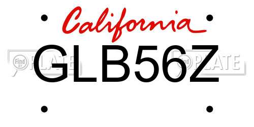 GLB56Z California License Plate