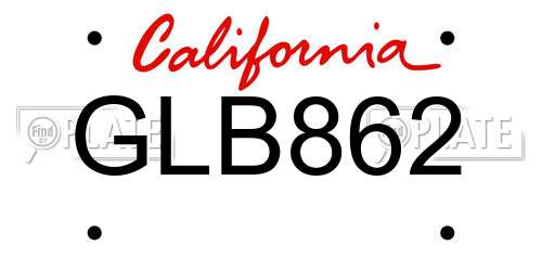 GLB862 California License Plate
