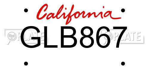 GLB867 California License Plate