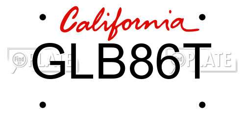 GLB86T California License Plate