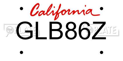 GLB86Z California License Plate