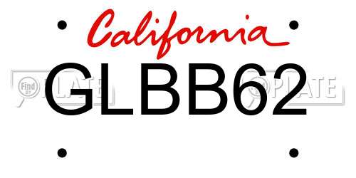 GLBB62 California License Plate