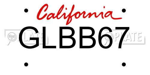 GLBB67 California License Plate