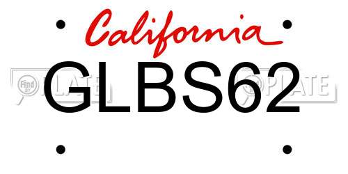 GLBS62 California License Plate