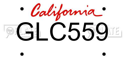 GLC559 California License Plate