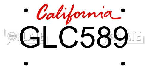 GLC589 California License Plate