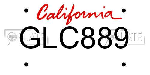 GLC889 California License Plate