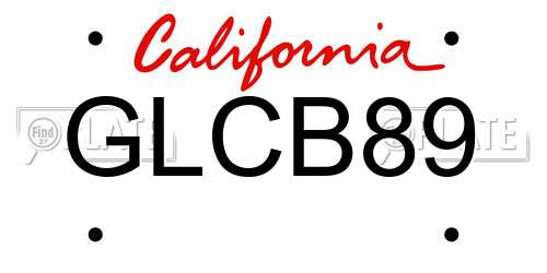 GLCB89 California License Plate