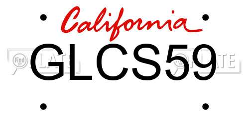 GLCS59 California License Plate