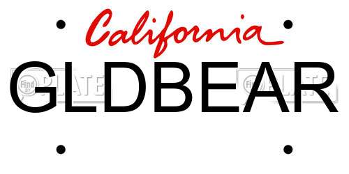 GLDBEAR California License Plate