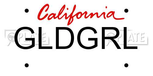GLDGRL California License Plate